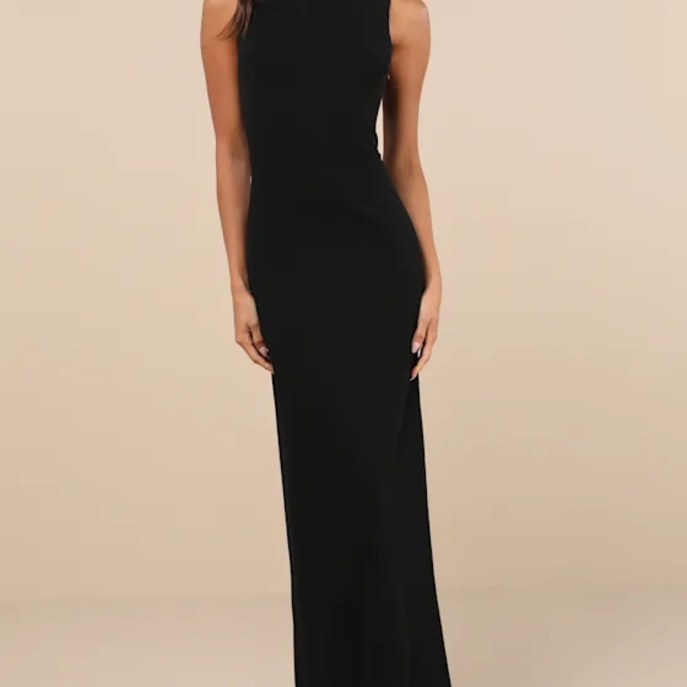 Lulus perfect poise black bow cutout column maxi dress